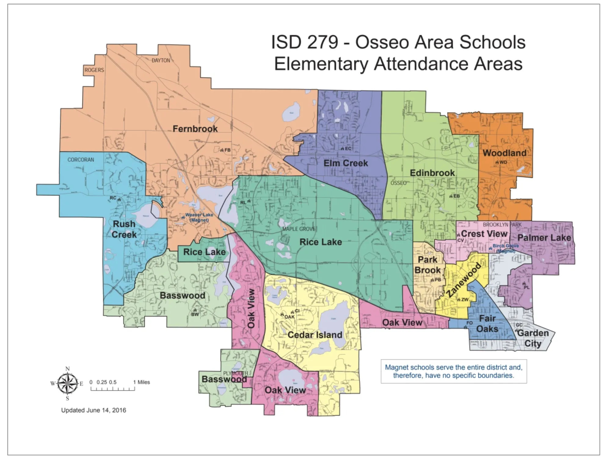 Osseo Area Schools, map of elementary school boundaries