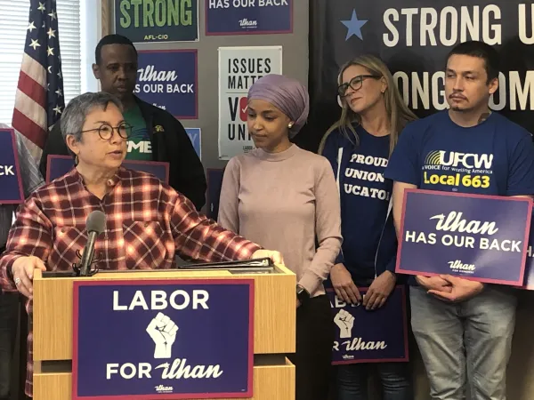 MN AFL-CIO president Bernie Burnham at Labor for Ilhan news conference