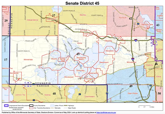 Map of Minnesota Senate District 45