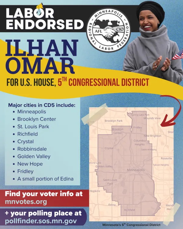Ilhan Omar for CD5, endorsed by the MRLF